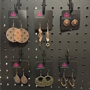 Paparazzi brass and copper, rose gold earrings